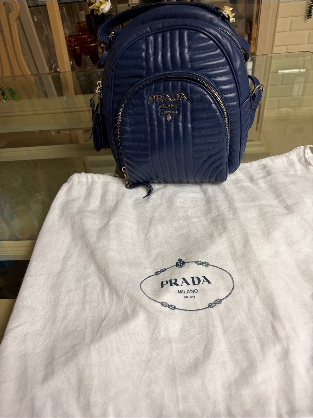 Prada Quilted Leather Mini Backpack - Deep Blue